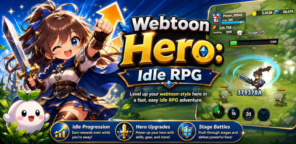 Webtoon Hero Idle RPG 소개 배너